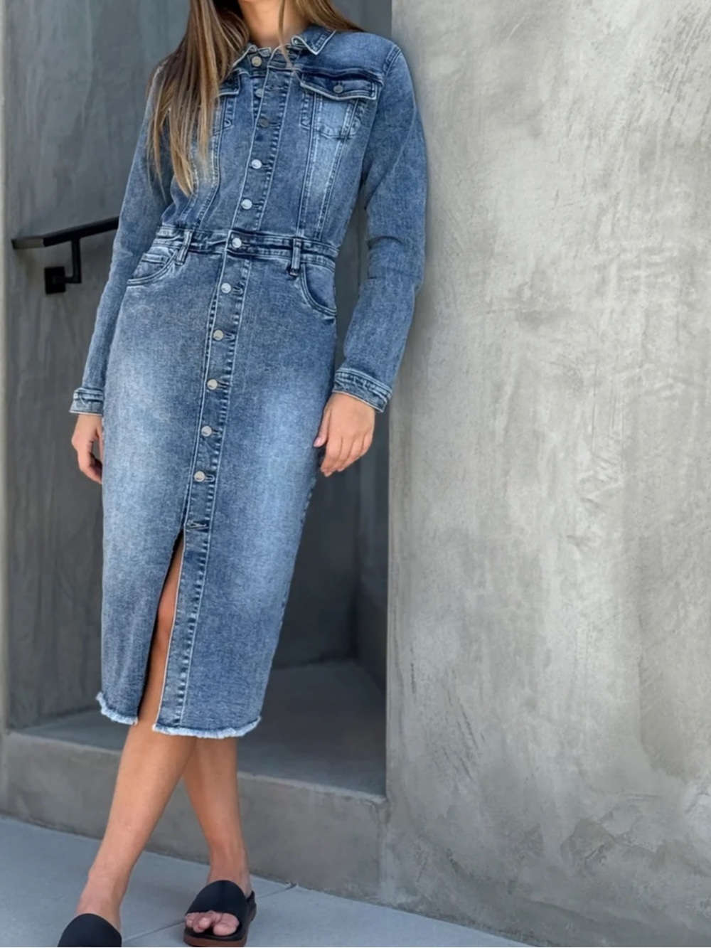 Wash Lab Piece Dyed Denim Dress Size XS